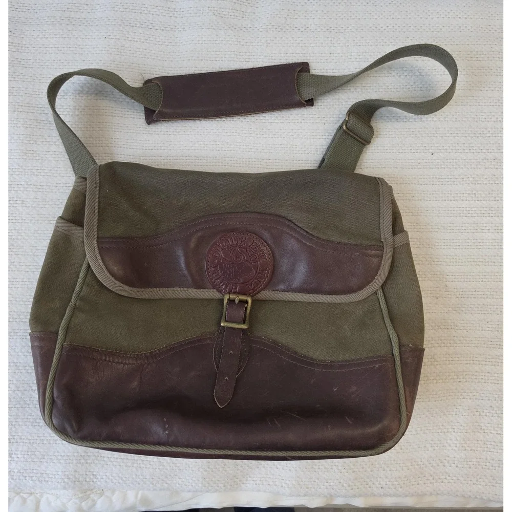 Duluth Pack Messenger Bag Mens Medium Green Canvas Leather Crossbody Shoulder